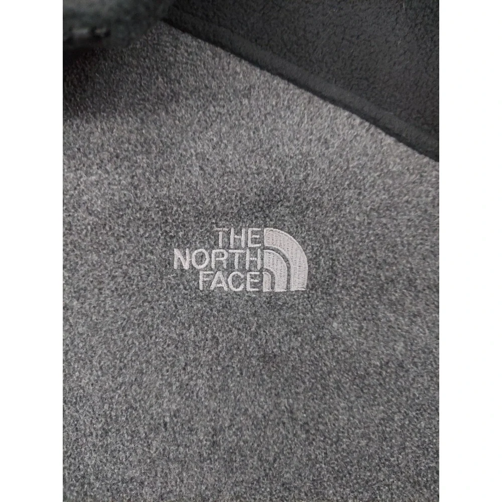 THE NORTH FACE Jacket Mens Large Black Gray Full Zip Mock Neck Fleece logo